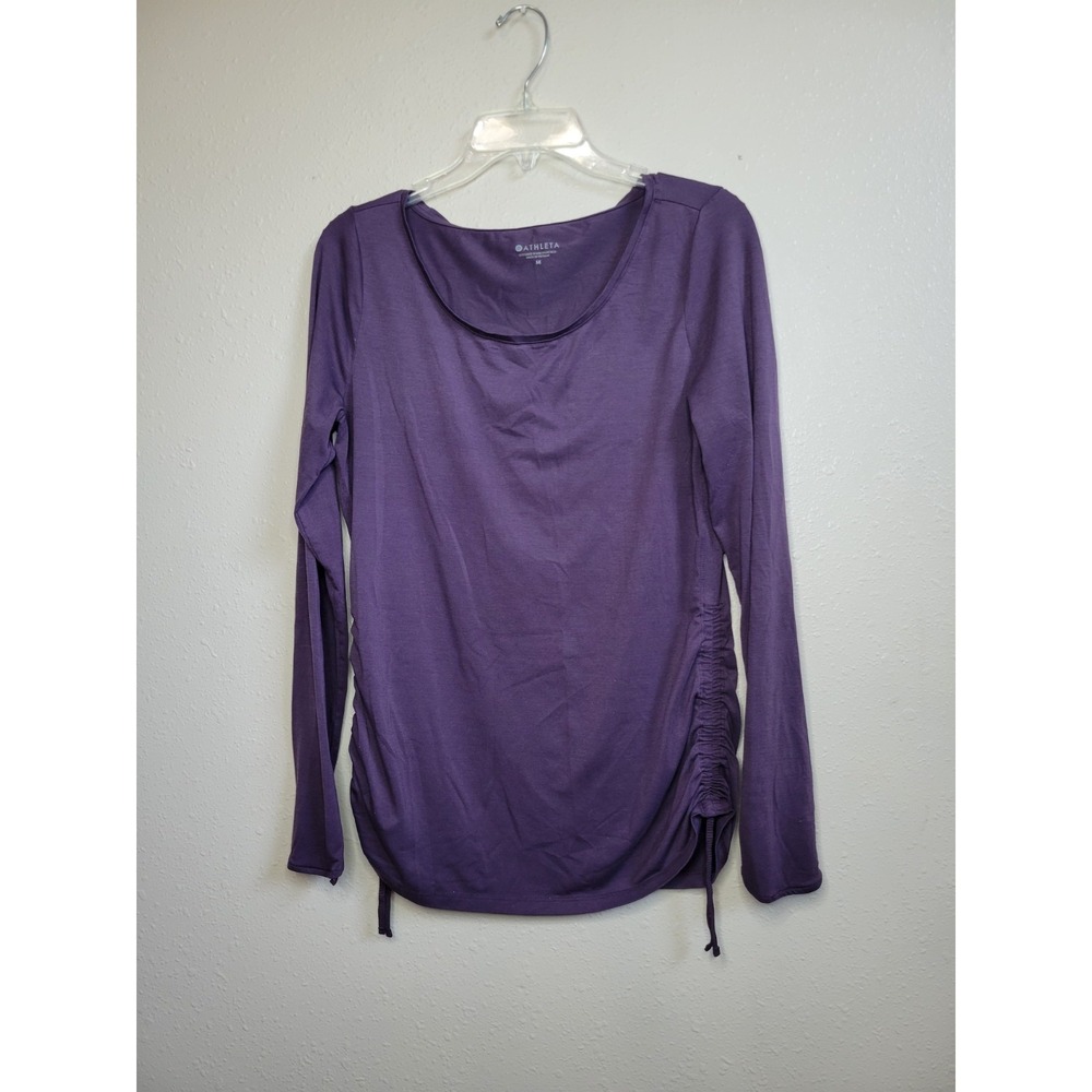 Athleta Women's Cinch Side Long Sleeve Top Purple Stretch- Size M
